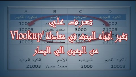 مكتبه المحاسب العربي | تغير اتجاه البحث في معادله Vlookup من اليمين الي اليسار